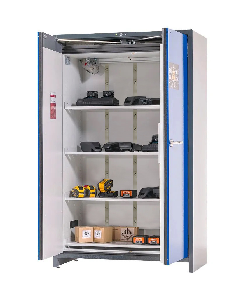 asecos lithium-ion charging cabinet, 90 Min fire resistant, 4 Shelves, 2 Door  - 3