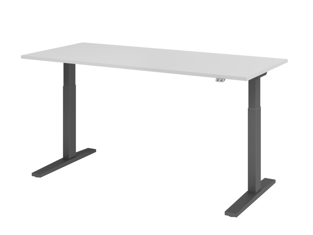 Höhenverstellbarer Schreibtisch, elektrisch, mit Tastschalter, C-Fuß, 1800 x 800 mm, grau/graphit - 1