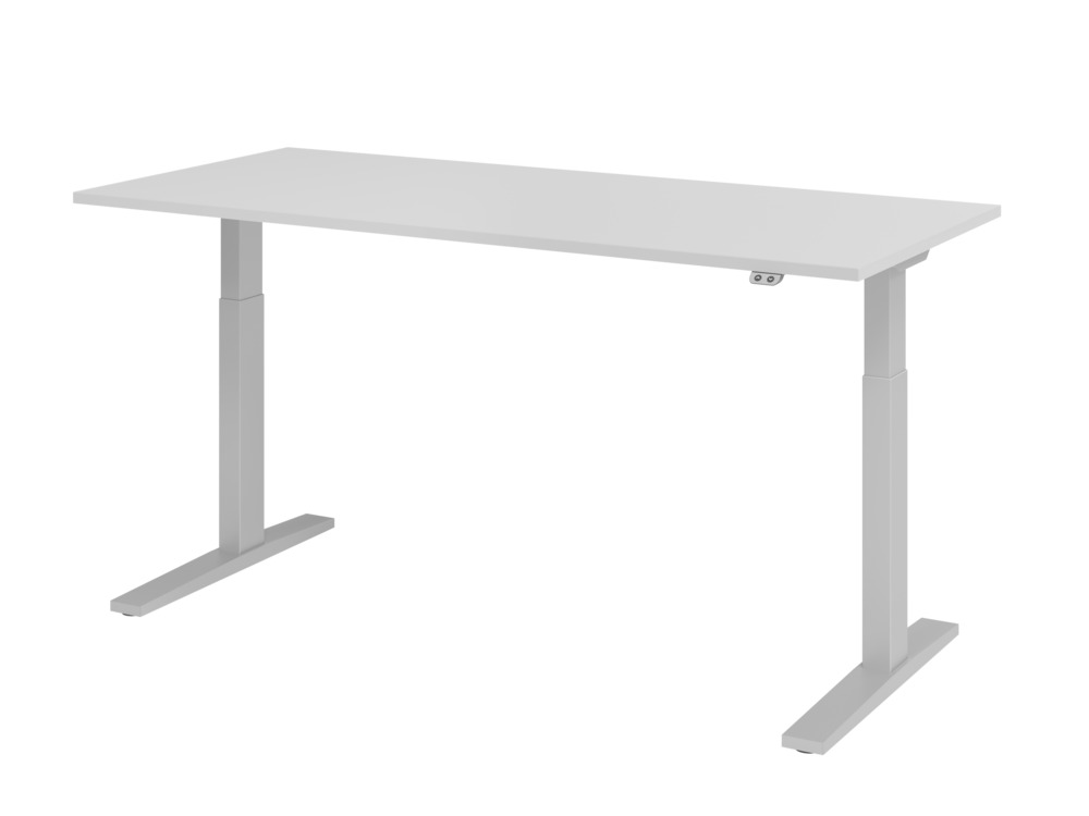 Höhenverstellbarer Schreibtisch, elektrisch, mit Tastschalter, C-Fuß, 1800 x 800 mm, grau/silber - 1