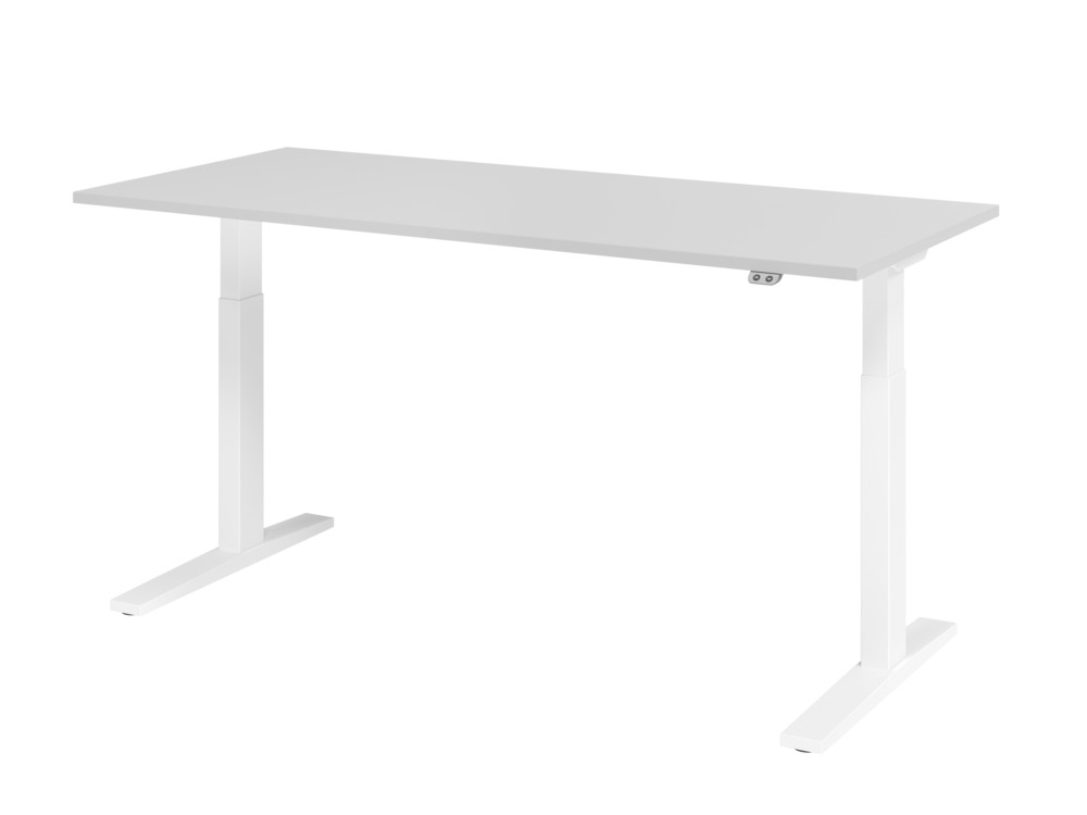 Höhenverstellbarer Schreibtisch, elektrisch, mit Tastschalter, C-Fuß, 1800 x 800 mm, grau/weiß - 1