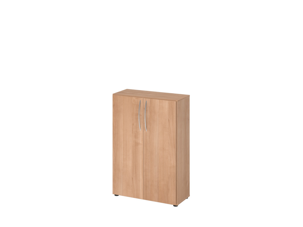 Büroschrank, für Akten/Ordner, 2 Fachböden, Bogengriff, 800 x 346 x 1144 mm, nussbaum/nussbaum - 1