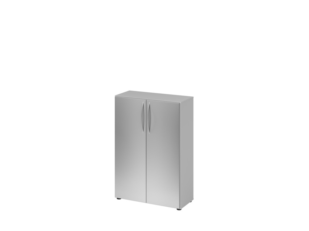 Büroschrank, für Akten/Ordner, 2 Fachböden, Bogengriff, 800 x 346 x 1144 mm, grau/silber - 1