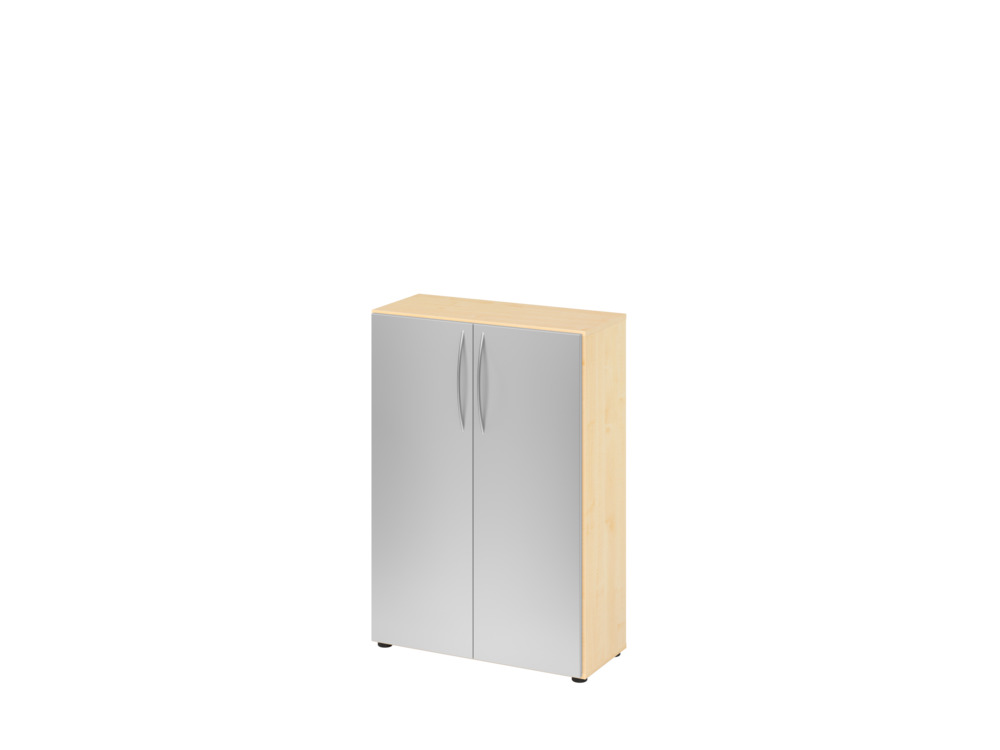 Büroschrank, für Akten/Ordner, 2 Fachböden, Bogengriff, 800 x 346 x 1144 mm, ahorn/silber - 1