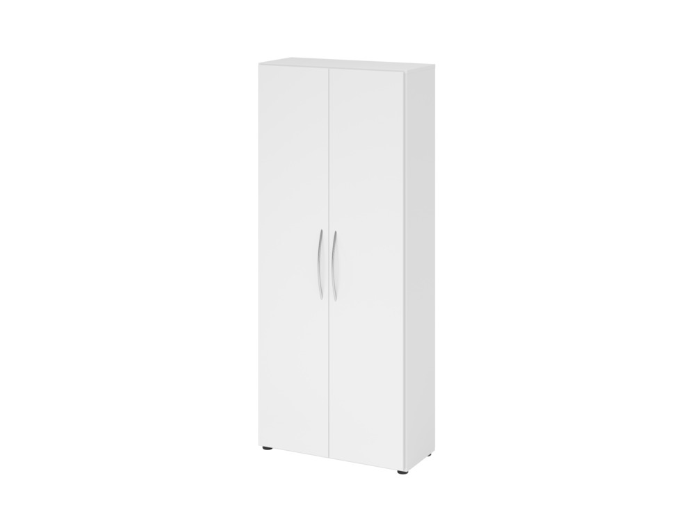 Büroschrank, für Akten/Ordner, 4 Fachböden, Bogengriff, 800 x 346 x 1880 mm, weiß/weiß - 1