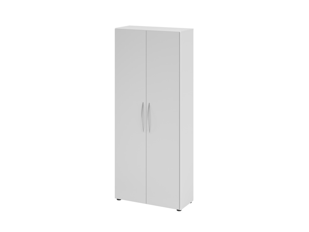 Büroschrank, für Akten/Ordner, 4 Fachböden, Bogengriff, 800 x 346 x 1880 mm, weiß/grau - 1