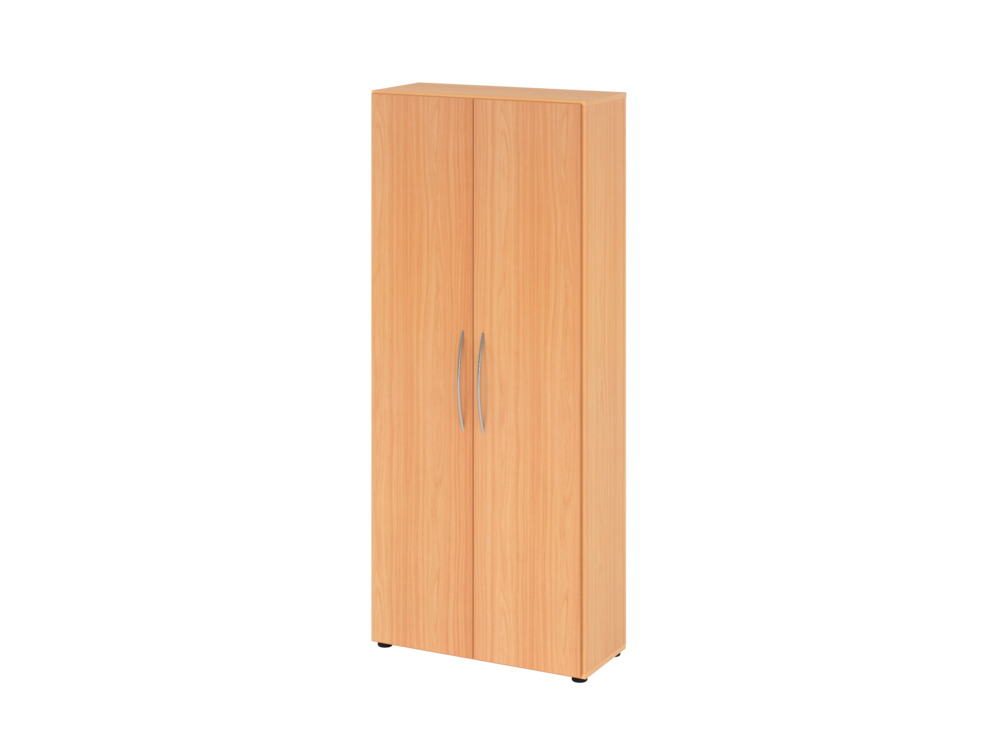 Büroschrank, für Akten/Ordner, 4 Fachböden, Bogengriff, 800 x 346 x 1880 mm, buche/buche - 1