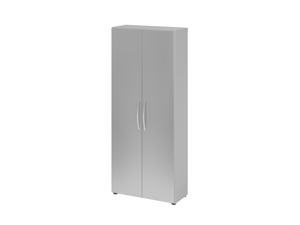 Büroschrank, für Akten/Ordner, 4 Fachböden, Bogengriff, 800 x 346 x 1880 mm, grau/silber - 1