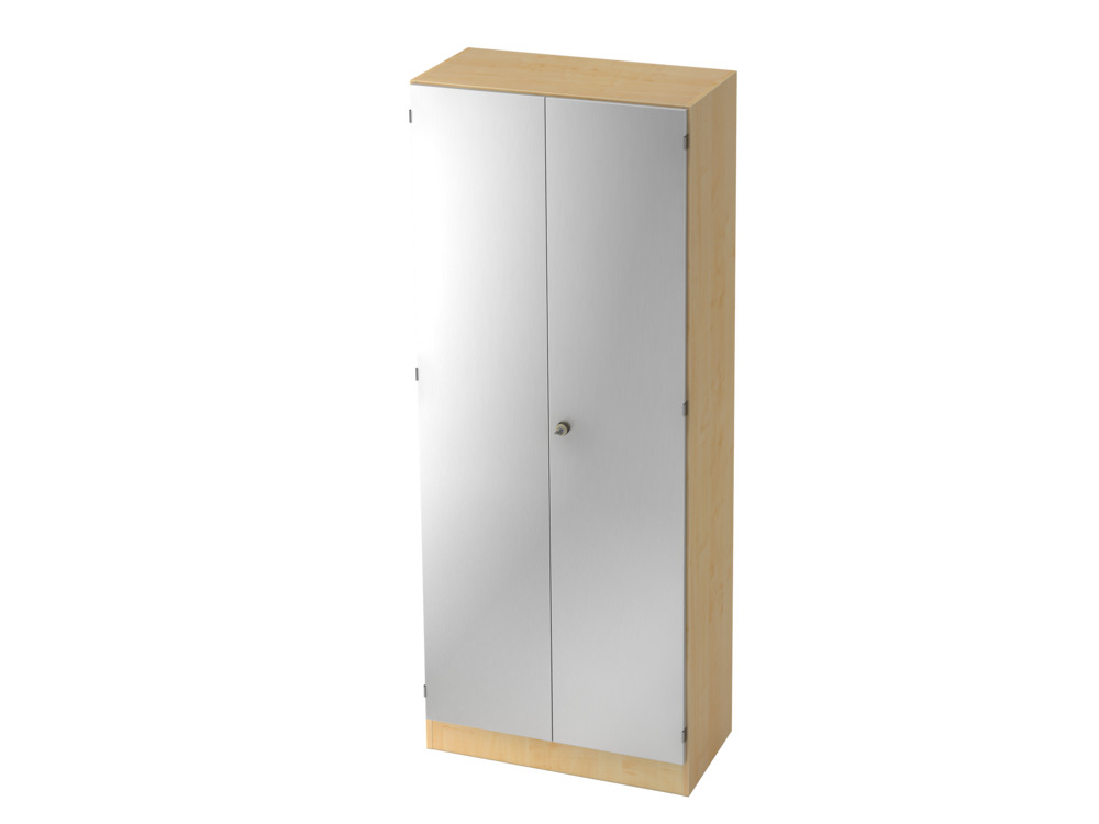 Garderobenschrank, für Kleidung, Sockelblende, abschließbar, 800 x 420 x 2004 mm, ahorn/silber - 1