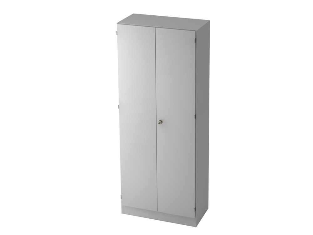 Garderobenschrank, für Kleidung, Sockelblende, abschließbar, 800 x 420 x 2004 mm, grau/grau - 1