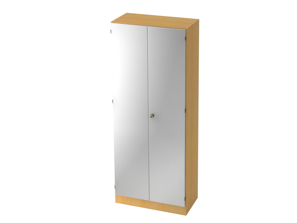 Garderobenschrank, für Kleidung, Sockelblende, abschließbar, 800 x 420 x 2004 mm, buche/silber - 1