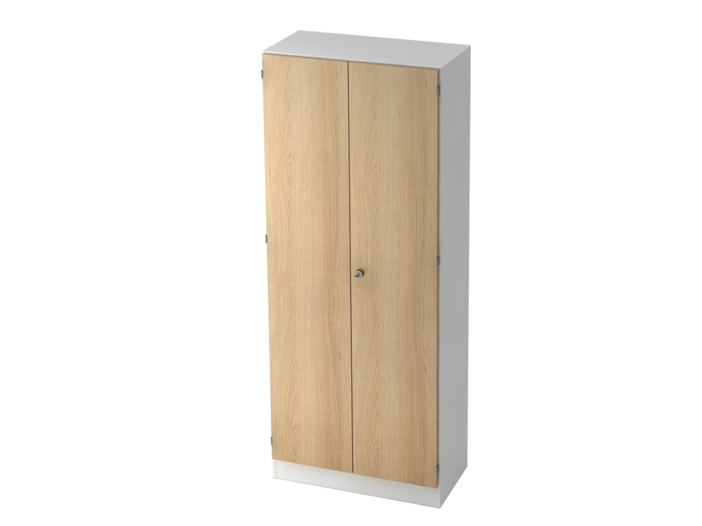 Garderobenschrank, für Kleidung, Sockelblende, abschließbar, 800 x 420 x 2004 mm, weiß/eiche - 1