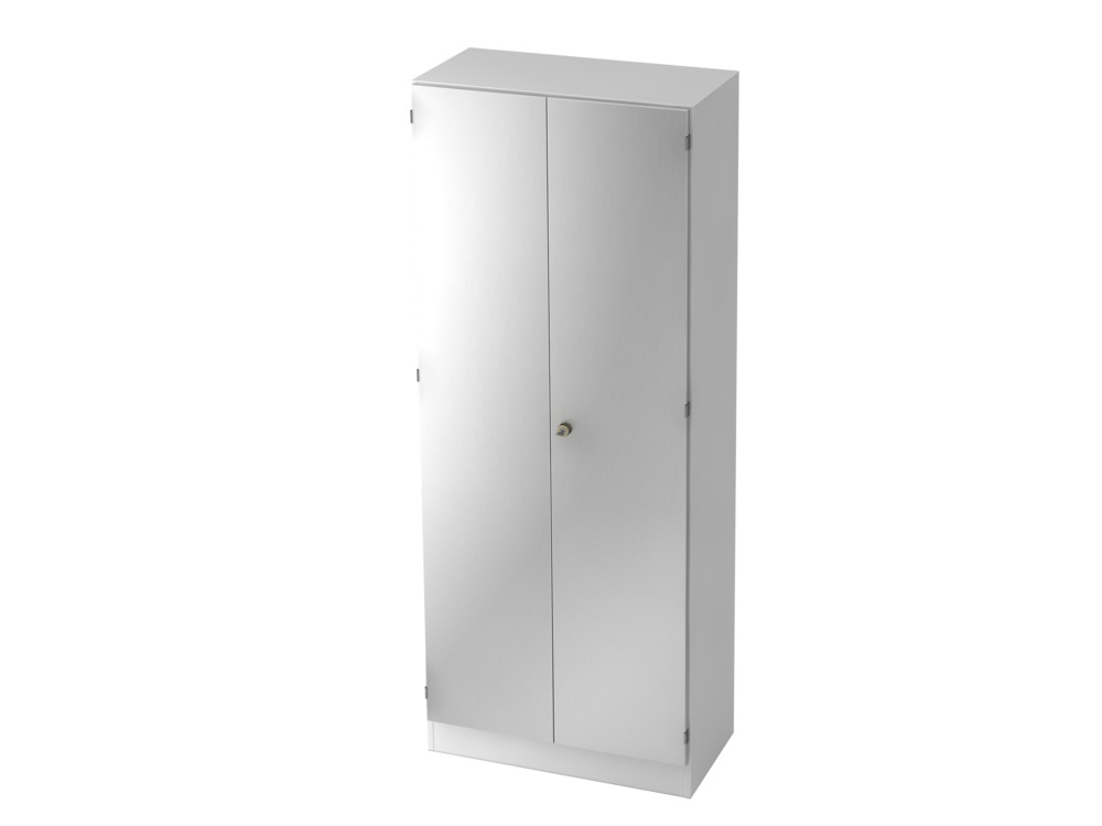 Garderobenschrank, für Kleidung, Sockelblende, abschließbar, 800 x 420 x 2004 mm, weiß/silber - 1