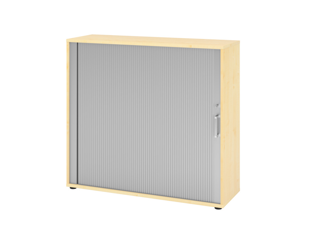 Rollladenschrank, horizontal, für Akten und Ordner, 1200 x 400 x 1100 mm, ahorn/silber - 1