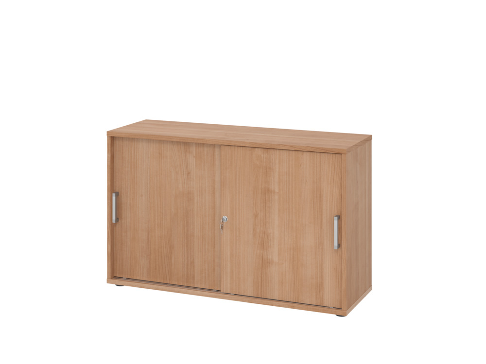 Schiebetürenschrank, für Akten/Ordner, 1200 x 400 x 748 mm, nussbaum/nussbaum - 1