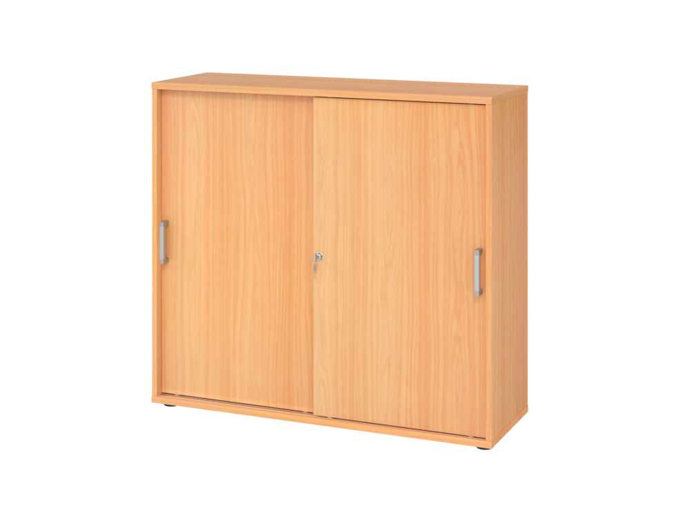 Schiebetürenschrank, für Akten/Ordner, 1200 x 400 x 1100 mm, buche/buche - 1