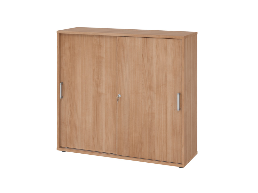 Schiebetürenschrank, für Akten/Ordner, 1200 x 400 x 1100 mm, nussbaum/nussbaum - 1