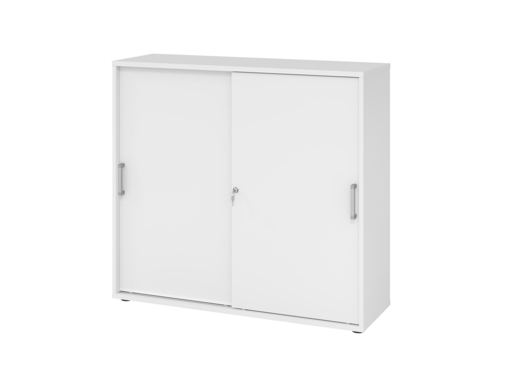 Schiebetürenschrank, für Akten/Ordner, 1200 x 400 x 1100 mm, weiß/weiß - 1