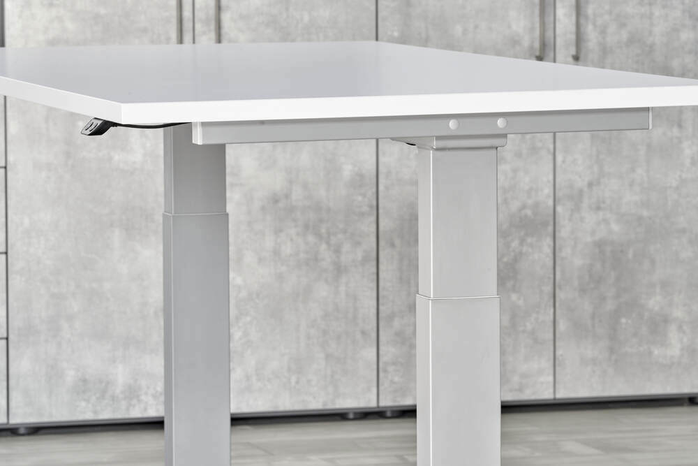 Höhenverstellbarer Schreibtisch, elektrisch, mit Tastschalter, C-Fuß, 1600 x 800 mm, weiß/weiß - 2