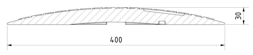 Fahrbahnschwelle aus Recycling PVC, Mittelstück, 500 x 400 x 30 mm, schwarz, mit Reflektorlinsen - 2