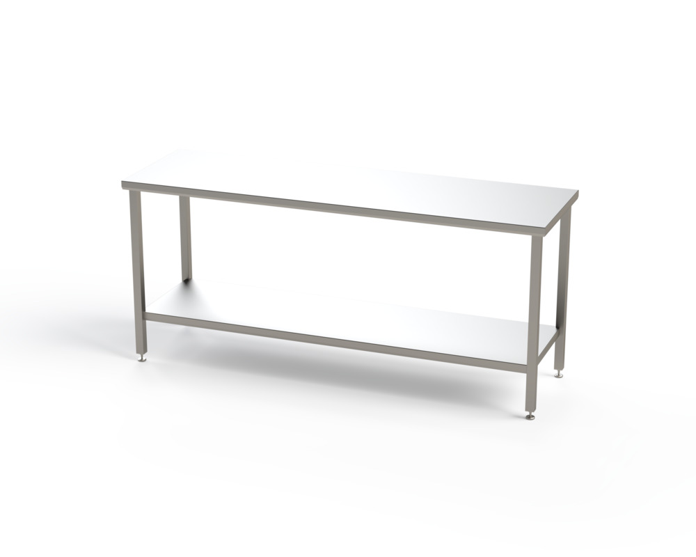 Table en acier inoxydable pour salle blanche, plan de travail lisse, fond lisse, 1700 x 700 x 900 mm - 1