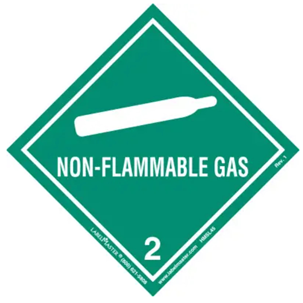 Non-Flammable Gas Label, Worded, PVC-Free Film, Roll of 500 - DOT Labels - 1