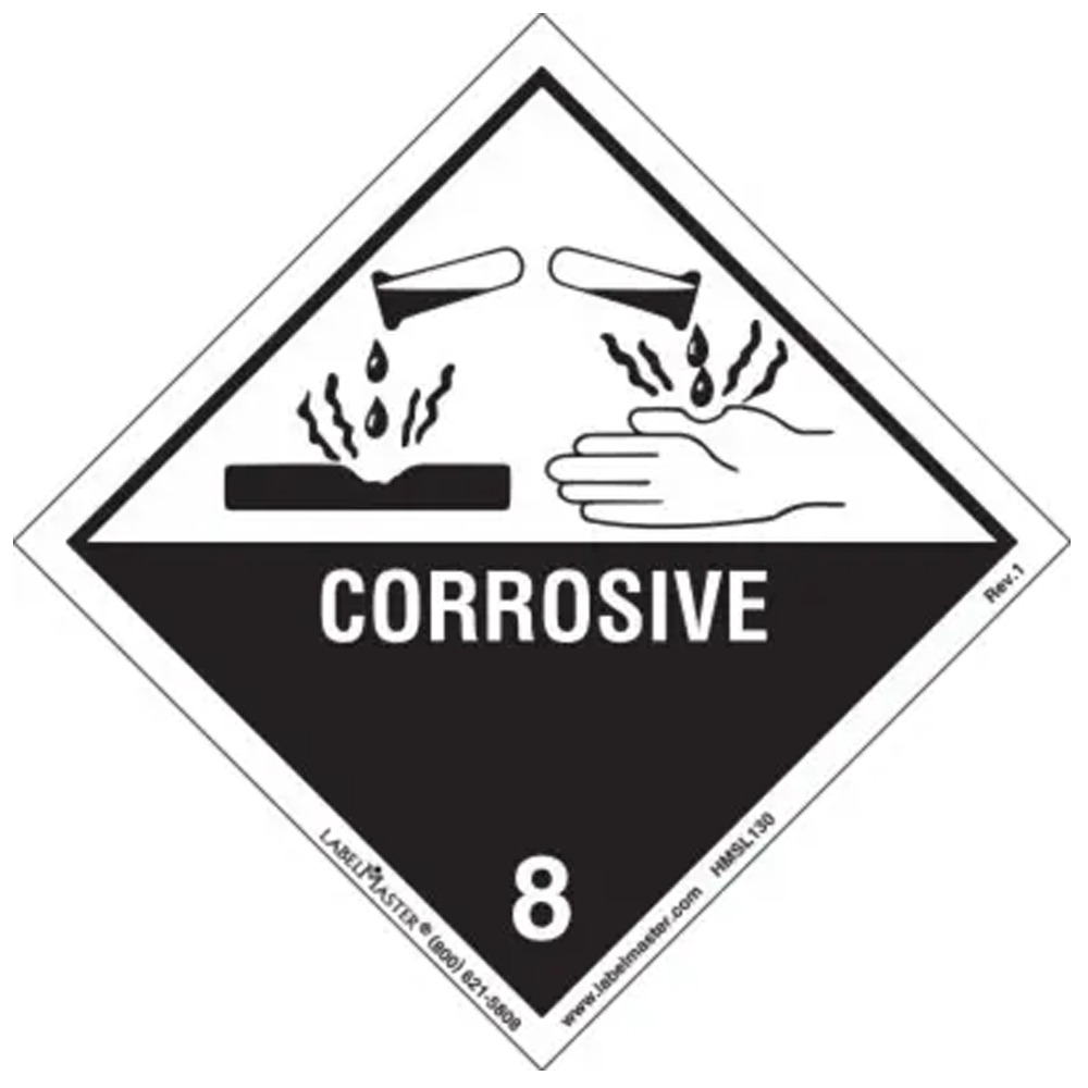 Corrosive Label, Worded, PVC-Free Film, Roll of 500 - DOT Labels - 1
