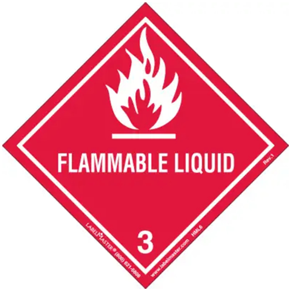 Flammable Liquid Label, Worded, Paper, Roll of 500 - DOT Labels - 1