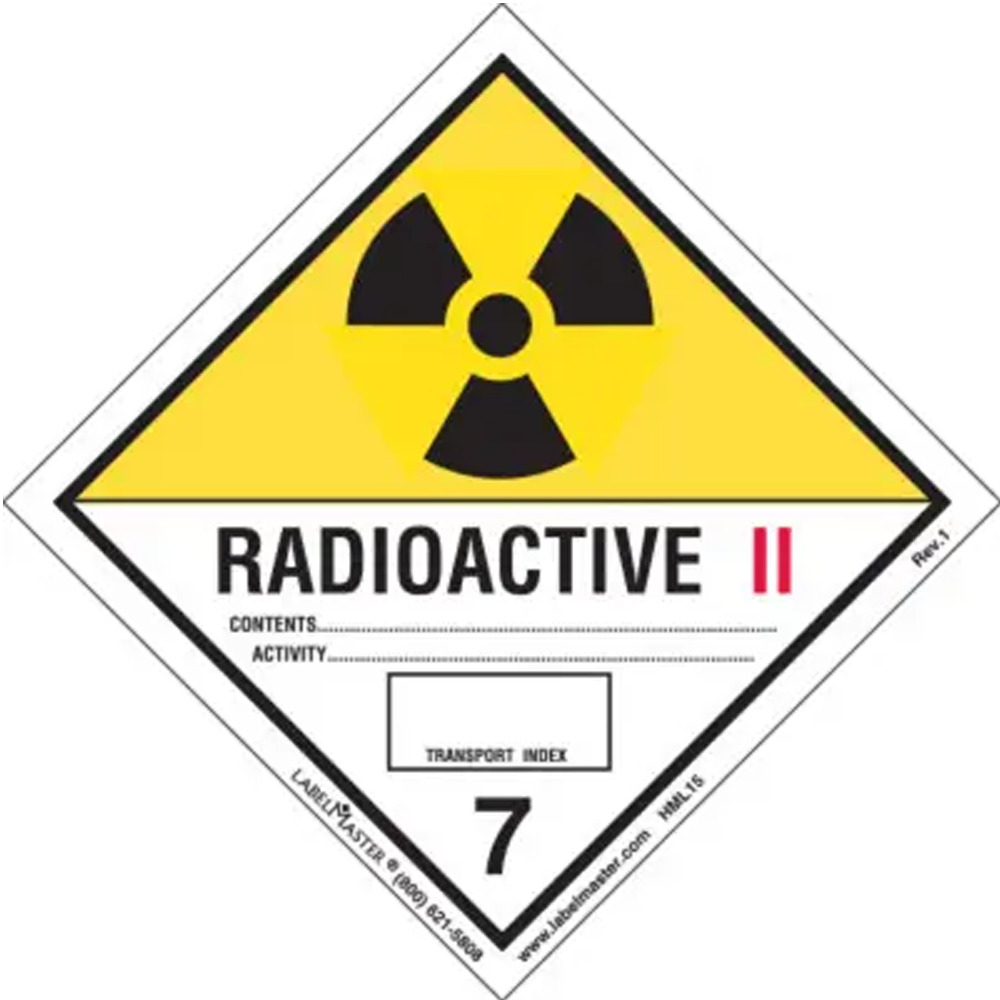 Radioactive II Label, Worded, Paper, Roll of 500 - DOT Labels - 1