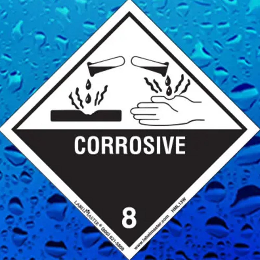 Corrosive Label, Worded, Paper for Wet Applications, Roll of 500 - DOT Labels - 1