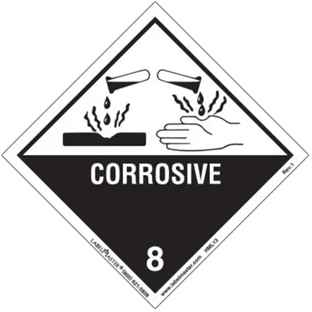 Corrosive Label, Worded, Paper, Roll of 500 - DOT Labels - 1