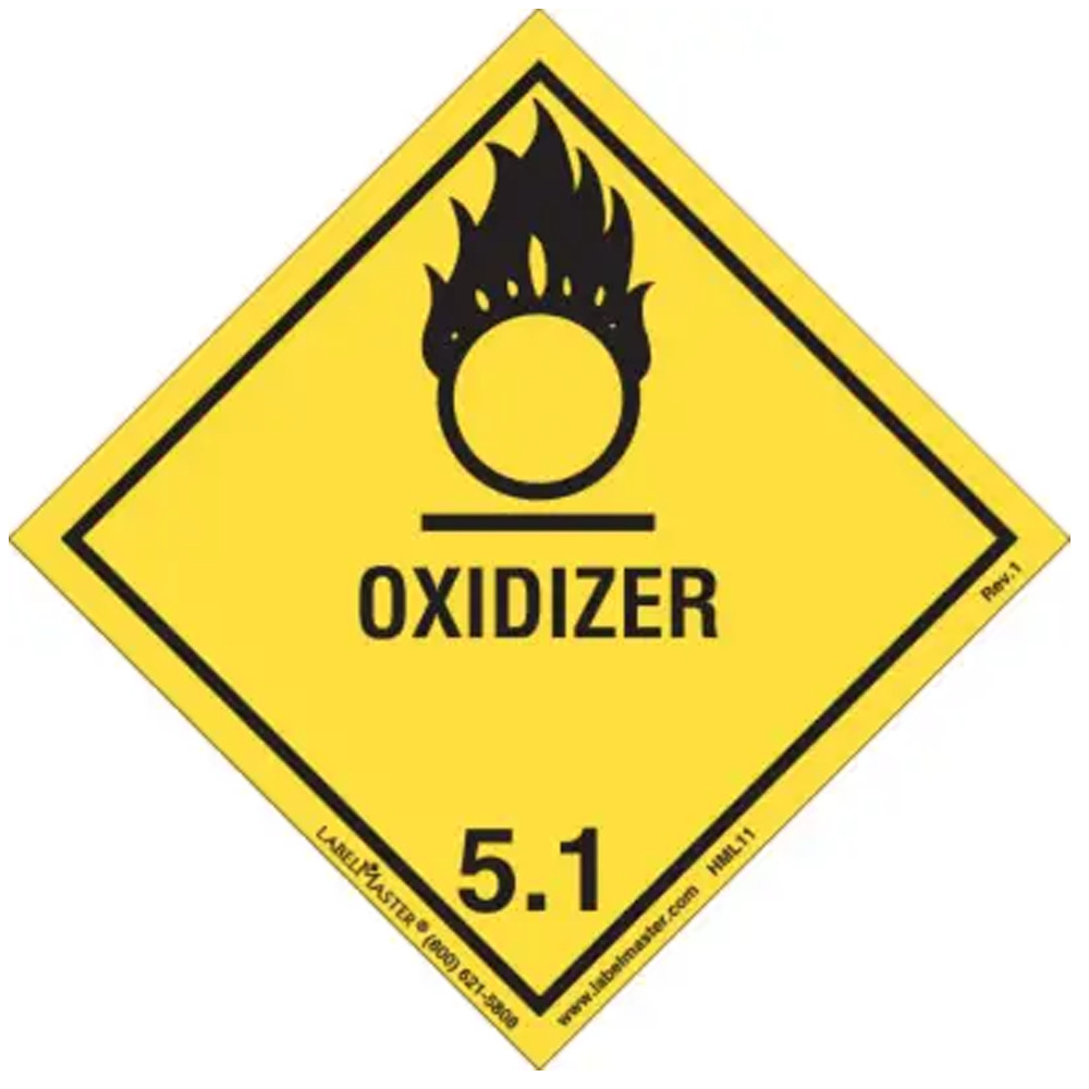 Oxidizer Label, Worded, Paper, Roll of 500 - DOT Labels - 1