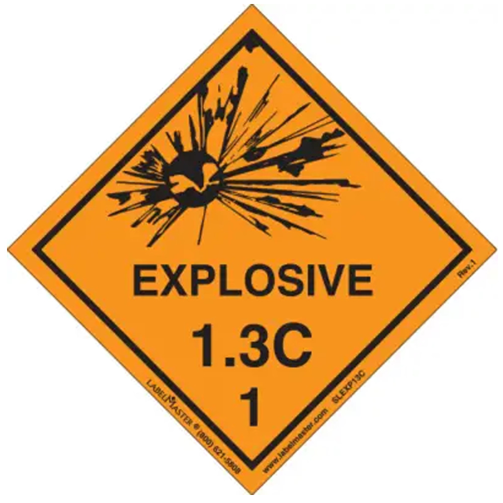 Explosive 1.3 C Label, Vinyl, Roll of 500 - DOT Labels - 1