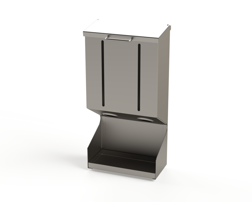 Distributeur en acier inoxydable pour salle blanche, 2 compartiments, 300 x 150 x 600 mm - 1