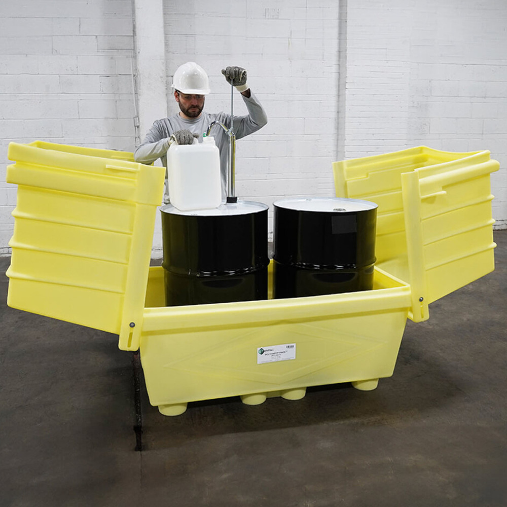 Poly Safety Pack Outdoor Drum Storage - Gull-wing door - Yellow - Without Drain Plug - 2