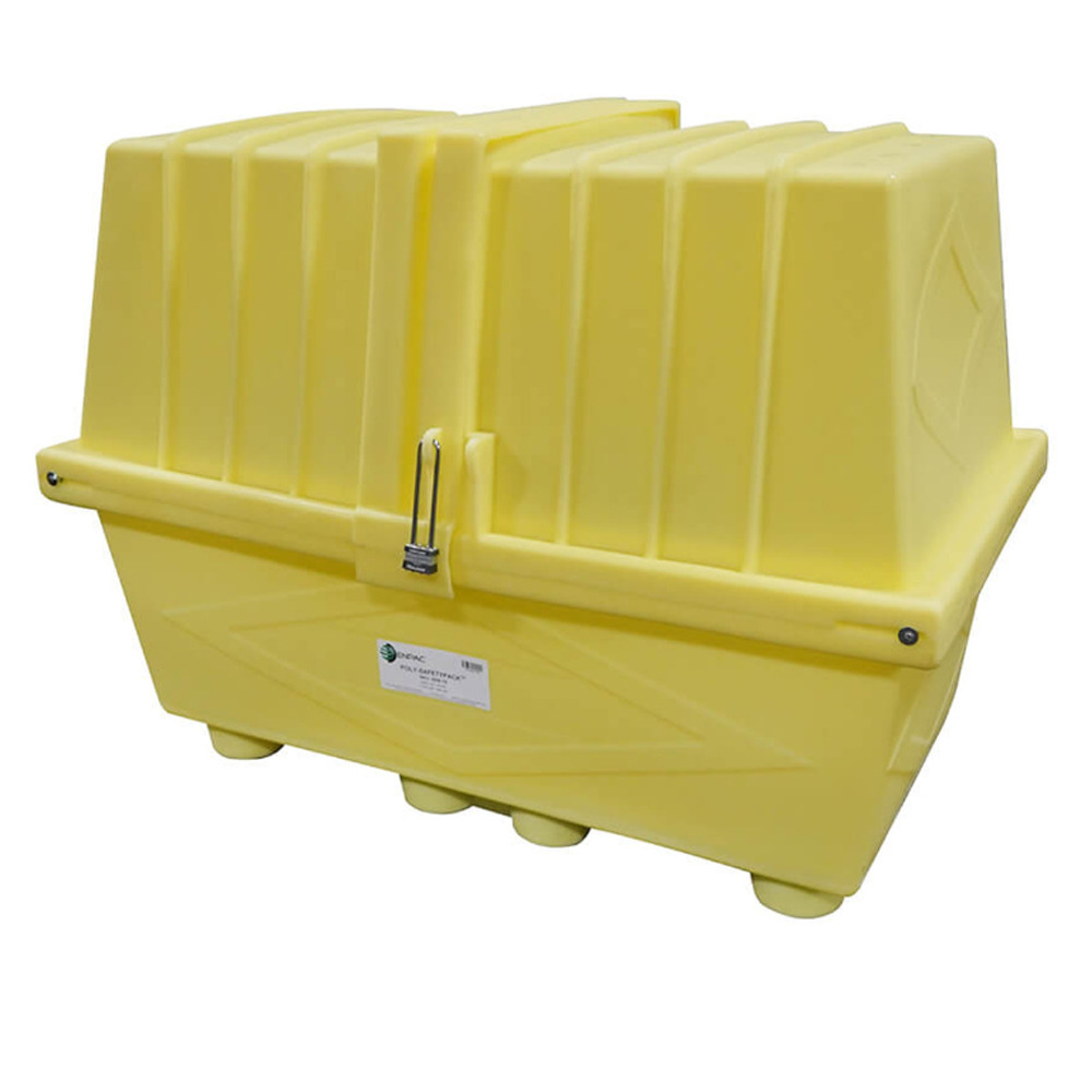 Poly Safety Pack Outdoor Drum Storage - Gull-wing door - Yellow - Without Drain Plug - 4