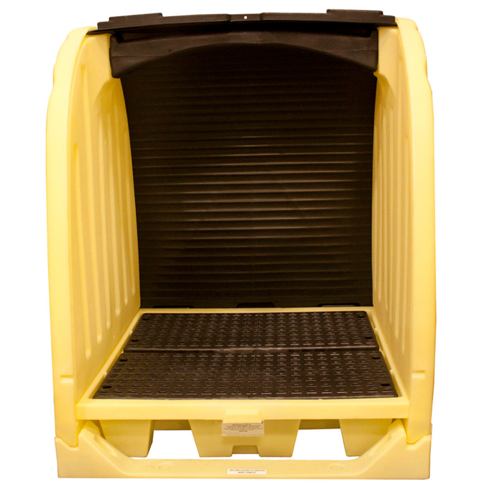4 Drum Roll-Top Hardcover Spill Pallet - No Drain - Yellow  - 3