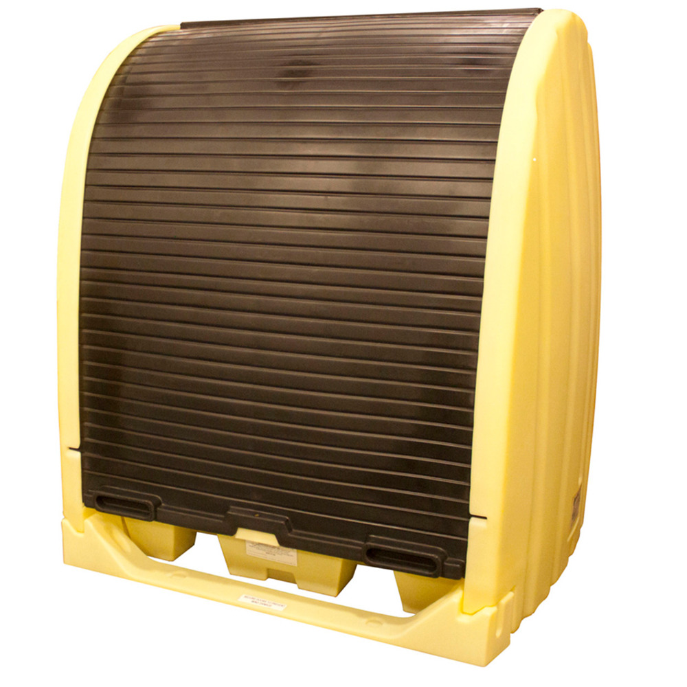 4 Drum Roll-Top Hardcover Spill Pallet - No Drain - Yellow  - 5