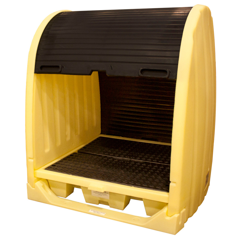 4 Drum Roll-Top Hardcover Spill Pallet - No Drain - Yellow  - 4