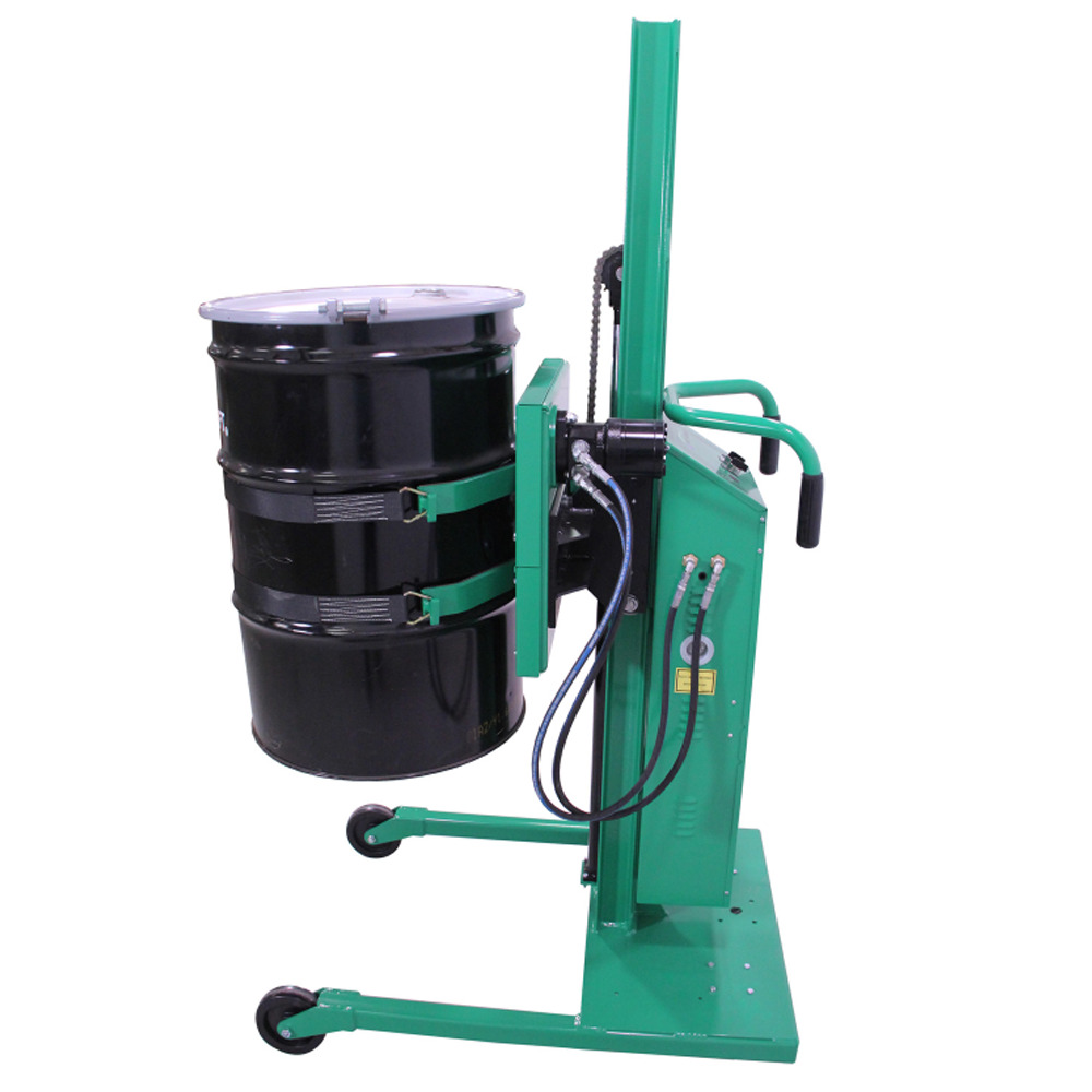 Drum Lifter & Rotator - Battery Powered - Steel Construction - Poly Wheels - Green - 4
