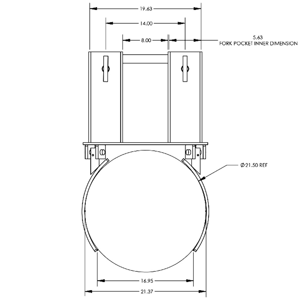 Drum Gripper - 6 x 2 Fork Pockets - 800 lbs Load Capacity - for Steel Ribbed Drums - 2