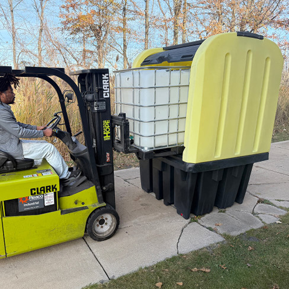 IBC Roll Top Hardcover Spill Pallet, Yellow - 3