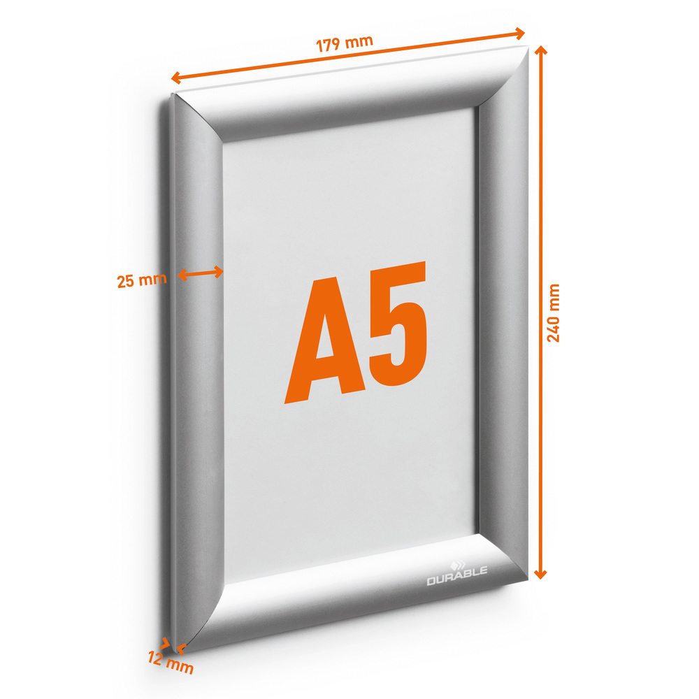 Durable Klapprahmen, Aluminium, DIN A 5, silber, Sichtmaß 190 x 129 mm (H x B) - 2