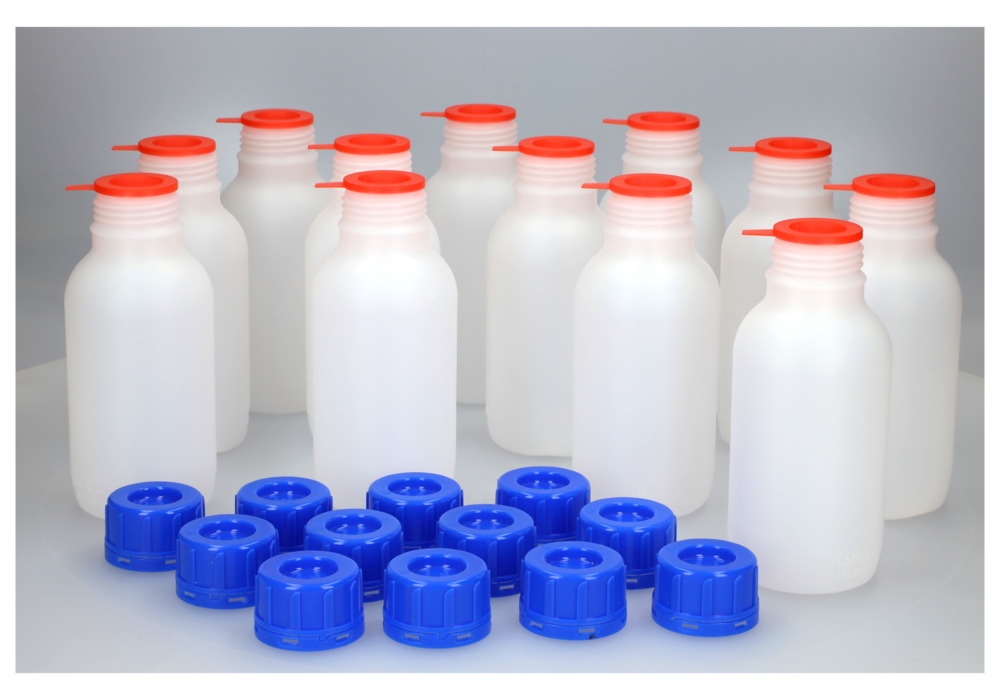 2 Flacons Chimiques 1000ml à Col Large - PP, Bouchon étanche, échelle, Pour Laboratoire Cuisine