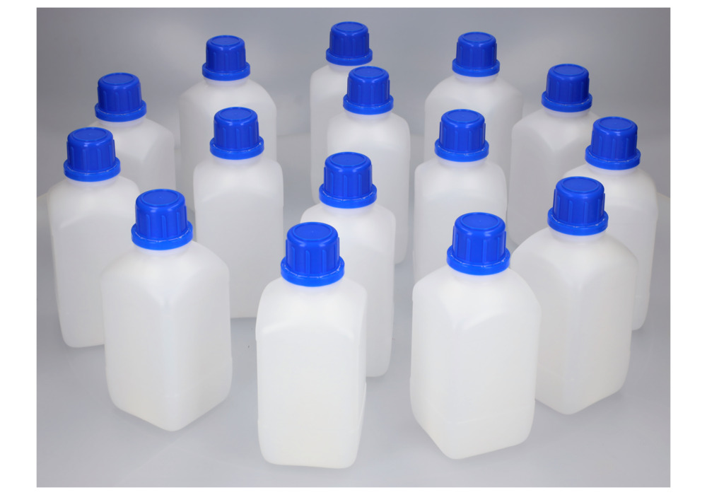 Plastflaska smal hals HDPE, kantig, natur-transparent, 500 ml, 15 st. - 7