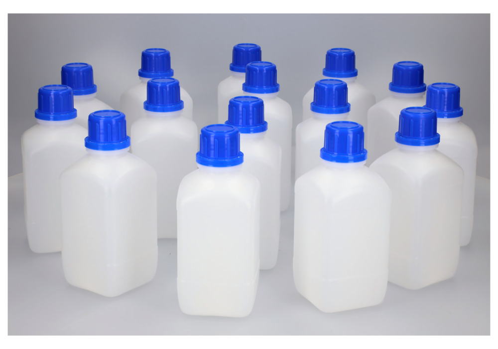 Plastflaska smal hals HDPE, kantig, natur-transparent, 500 ml, 15 st. - 1