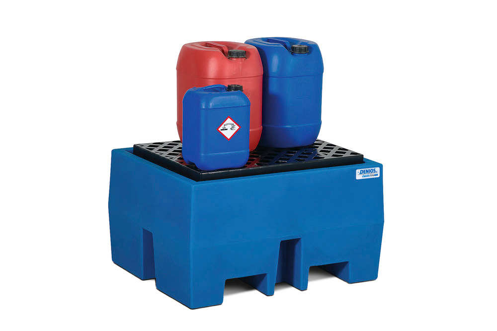 Spill pallet classic-line in polyethylene (PE) for 1 drum, with PE grid, 760x910x525 - 1