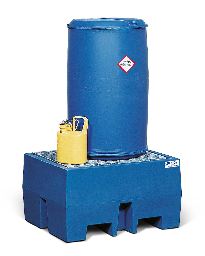 Oppsamlingskar PolySafe ECO i polyetylen (PE), med galvanisert gitterrist, til 1 fat à 200 liter - 1