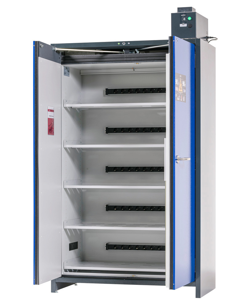 asecos Skriňa na nabíjanie Li-Ion batérií, SmartStore-Pro, 5x polica, š 1200 mm - 2