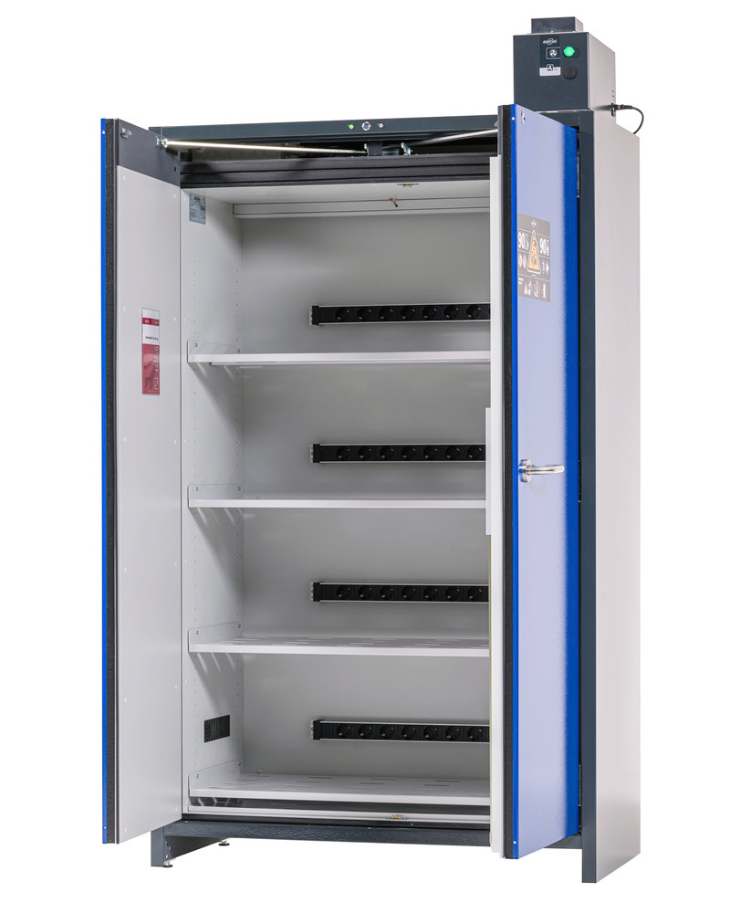 asecos Skriňa na nabíjanie Li-Ion batérií, SmartStore-Pro, 4x polica, š 1200 mm - 2