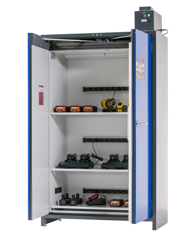 asecos Skriňa na nabíjanie lítium-iónových batérií, SmartStore-Pro, 3 police, š 1200 mm - 1